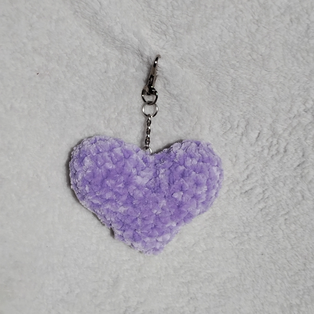 Purple Crochet Heart Keychain